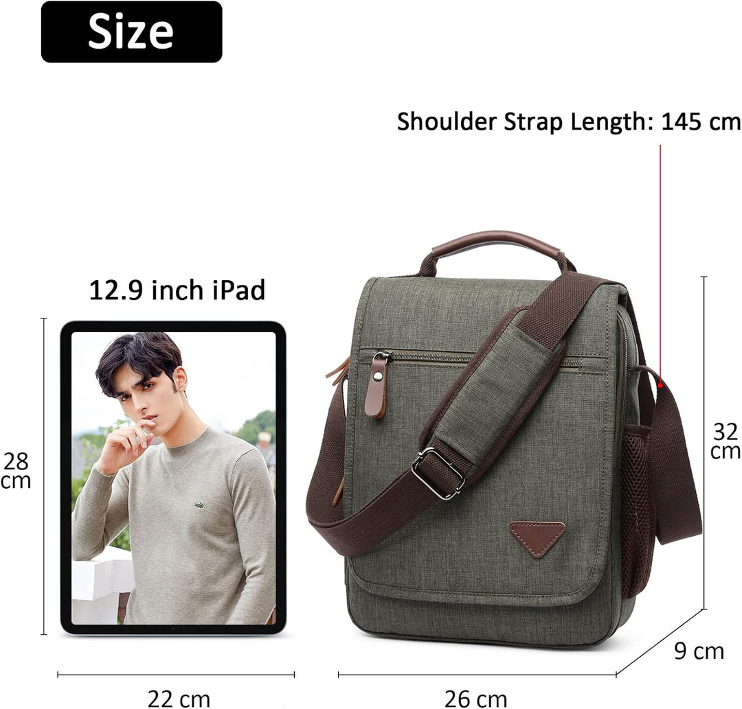 DORRISO Mode Umhängetasche Herren Schultertasche Elegante Schultertaschen für 12.9 Zoll Laptop Kurie
