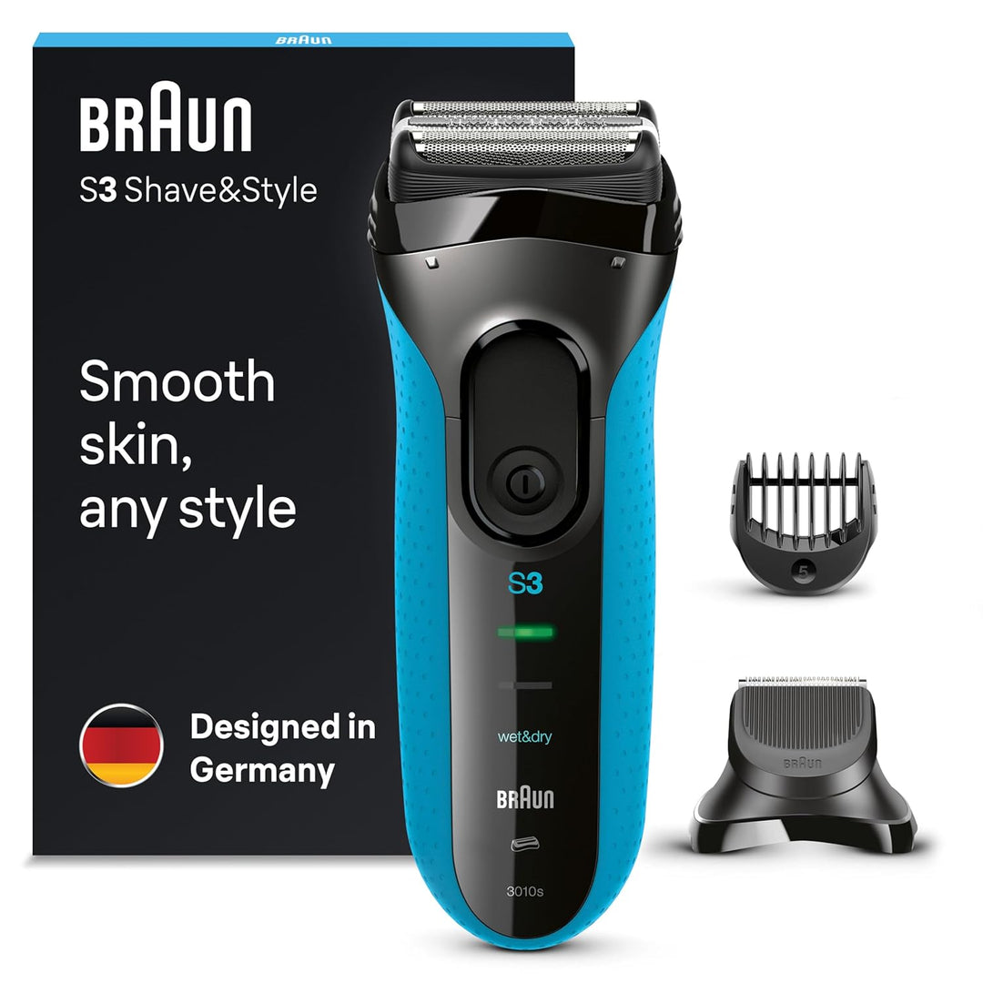 Braun Series 3 Rasierer Herren, 3-in-1-Elektrorasierer, Barttrimmer mit 5 Kammaufsätzen, Wet&Dry, Ge