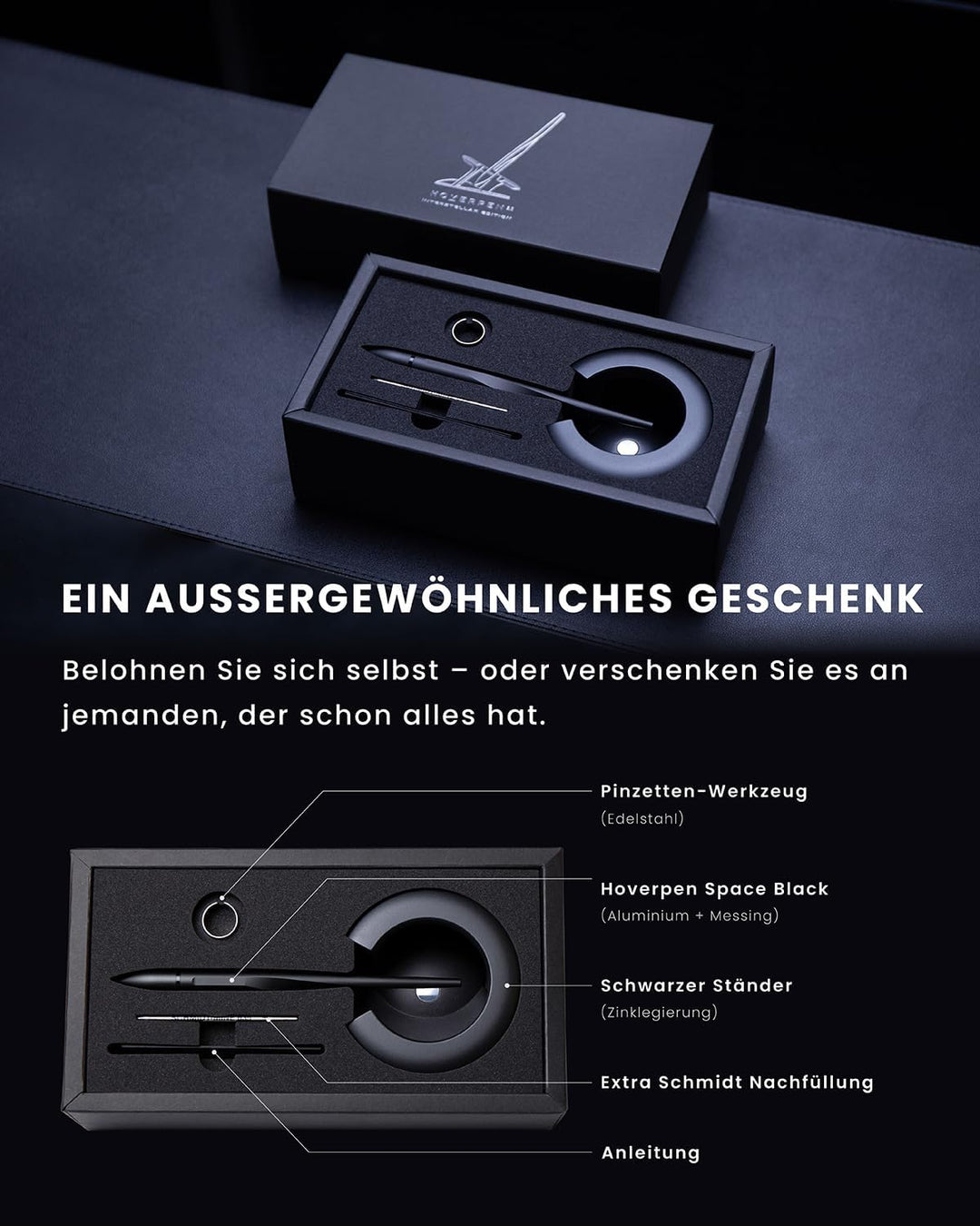 novium Hoverpen Interstellar - Anti-Schwerkraft-Kugelschreiber | Von der Raumfahrt inspiriertes Desi