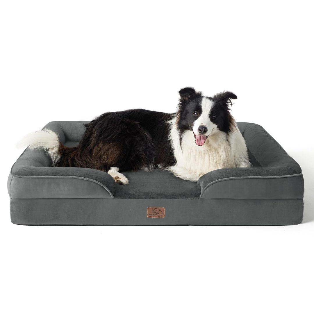 BEDSURE orthopädisches Hundebett Ergonomisches Hundesofa - 89x63 cm Hundecouch mit eierförmiger Kist