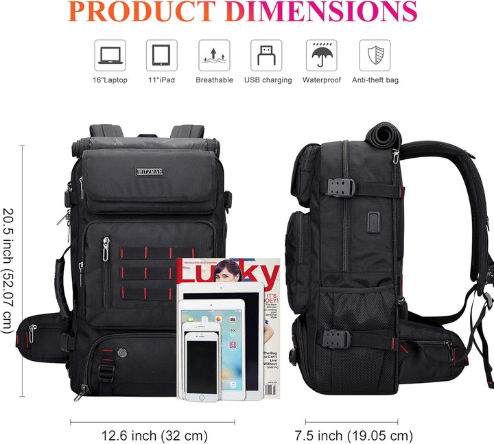 WITZMAN Reiserucksack Herren Gross Reisetasche Reiserucksack Handgepäck Flugzeug mit USB Ladeanschlu