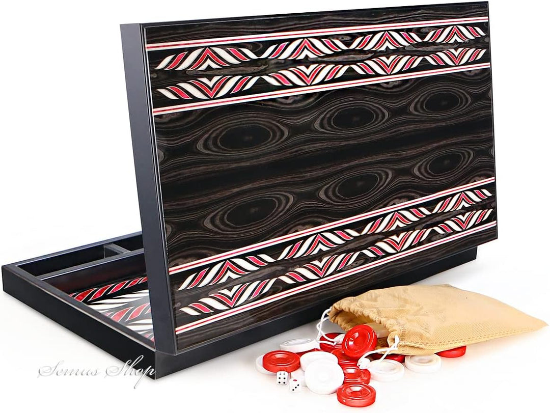 Luxus Trendy Backgammon Tavla XXL Tavla mit Polyester Spielsteine/Schwarz