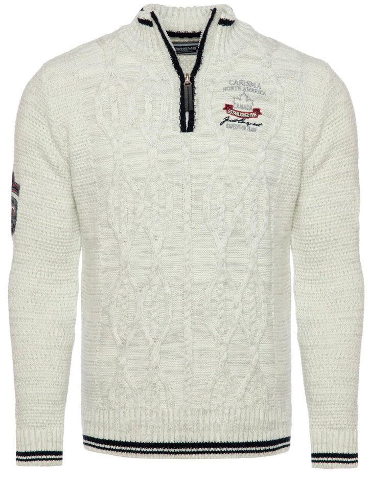 Carisma Strickpullover für Herren • Herren Troyer mit Stickerei • Angenehmer Regular Fit Pullover fü
