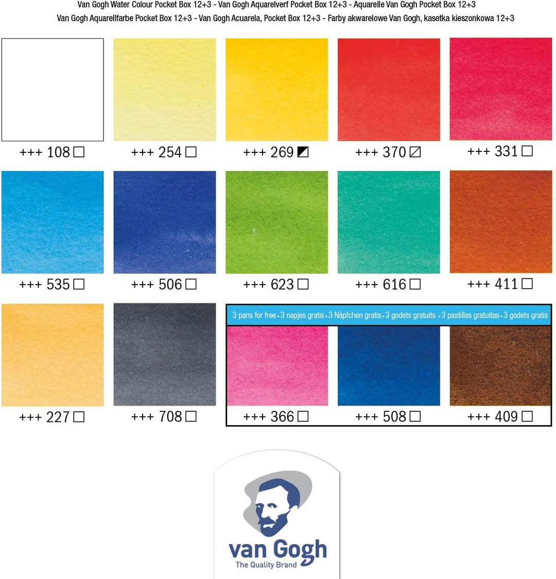 Van Gogh Aquarellfarben im Taschenformat 12 + 3