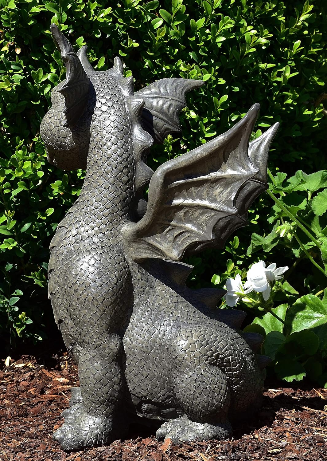 Drachen Gartenfigur Drachenkind sitzend gross