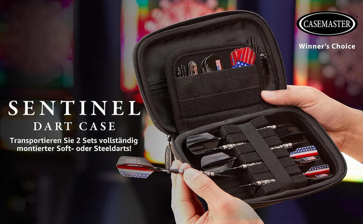 Casemaster, Sentinel Dartetui mit EVA-Schaumstoff-Aussenhülle, bietet Platz für 6 Dartpfeile und zus