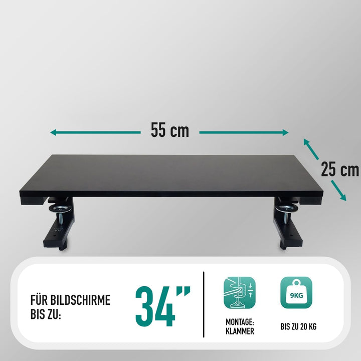 Ewent Monitorerhöhung zum Anklemmen an der Tischplatte,für 10" bis34 Monitore,Spanplatte und Stahlst