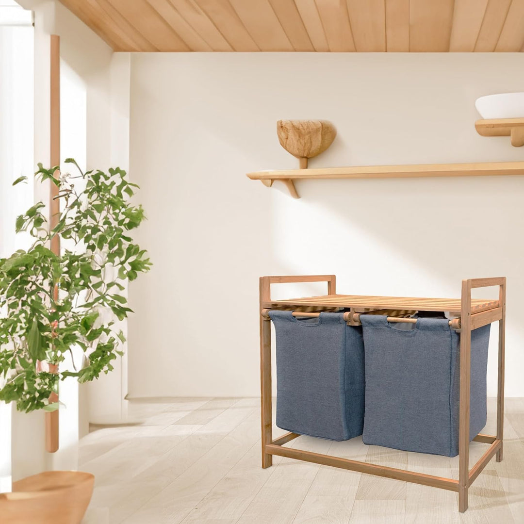 osoltus Bali Bambus Holz Wäschesortierer