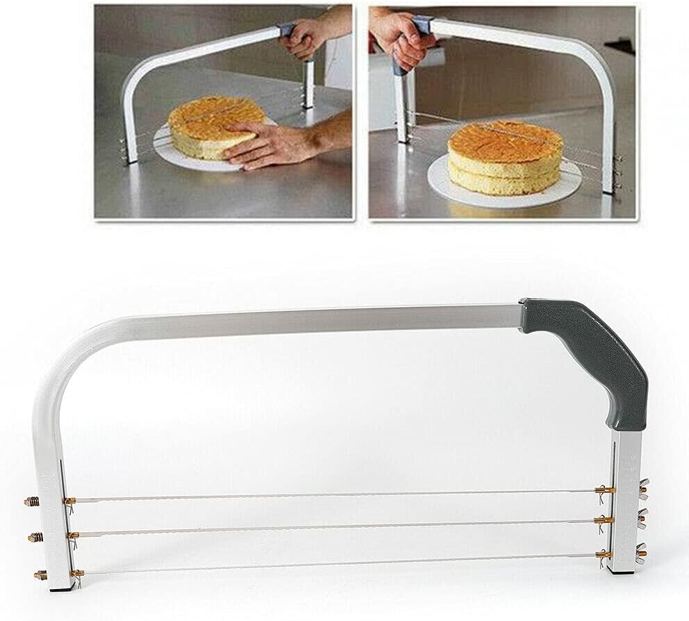 Cake Leveler Adjustable Cake Leveler - Edelstahl-Kuchenschneider mit 3 Drähten, Höhenverstellbar (1-