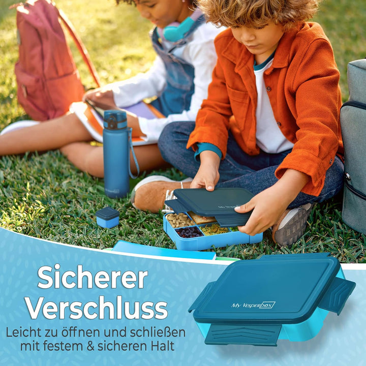 My Vesperbox® Brotdose für Kinder mit Fächern [LITE] - Lunchbox mit Trennfächern - Bento Box - Jause