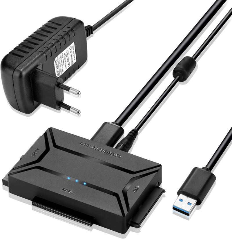 AGPTEK USB 3.0 zu IDE/SATA Konverter, Festplattenadapter mit Power-Schalter für 2.5"/3.5" SATA/IDE/S