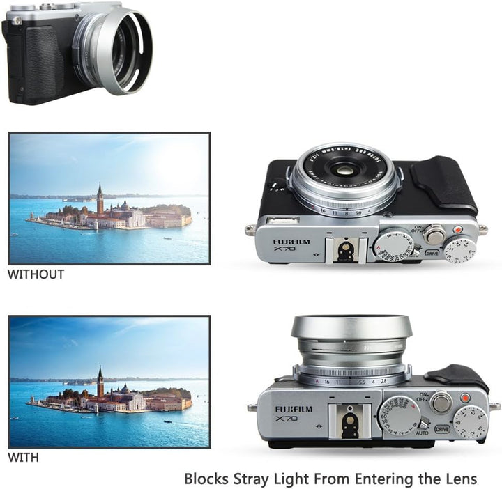 JJC Objektivadapter und Gegenlichtblende für Fujifilm FinePix X100VI, X100V, X100F, X100S, X100T, X1