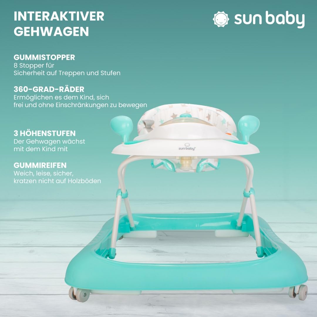 Kinderfahrzeug Lernrad Lauflernhilfe Spielcenter Gehfrei Gehhilfe Baby Walker Babyschaukel (Hellblau