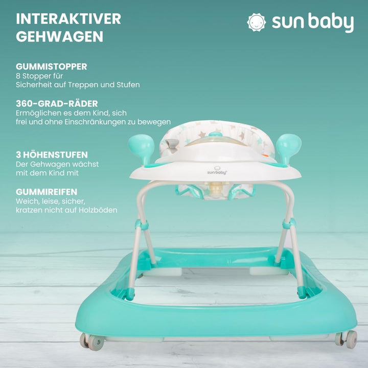 Kinderfahrzeug Lernrad Lauflernhilfe Spielcenter Gehfrei Gehhilfe Baby Walker Babyschaukel (Hellblau