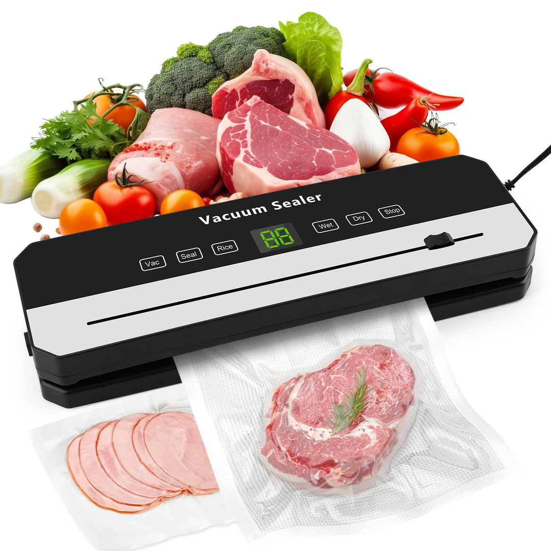 Vakuumiergerät mit Cutter & Display, 120W Folienschweissgerät mit 50 Beuteln, vakumierergerät für le