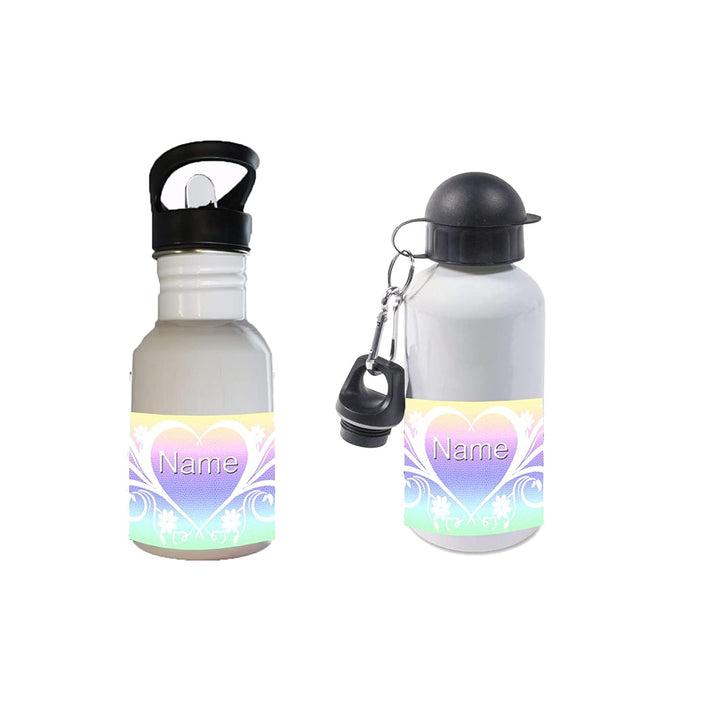 Trinkflasche mit Name/wahlweise 400ml, 500ml oder 600ml + Schriftwahl für Name + Edelstahl oder Alum