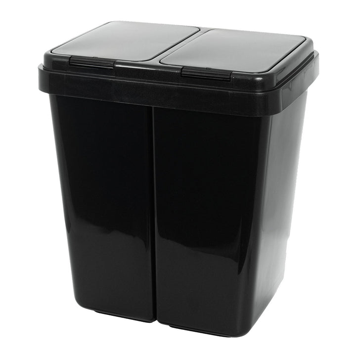 Grizzly Doppelmülleimer 2 x 25l Recycling - Abfallbehälter Mit 2-fach Deckel - Anthrazit Metallic, A