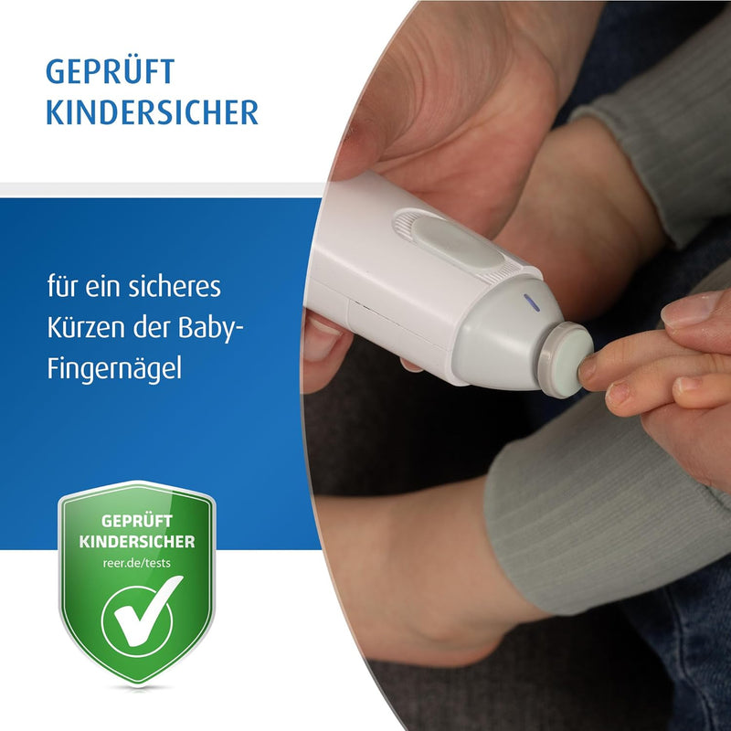 reer BabyCare elektrische Nagelfeile | Baby Nagelfeile für jede Altersstufe | Nagelpflegeset für Bab