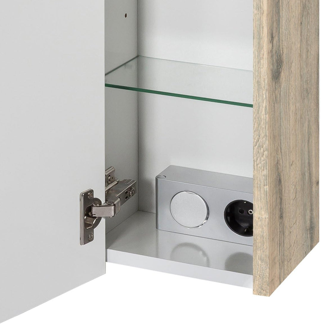 Schildmeyer Spiegelschrank 133075 Trient, 70.0 x 16.0 x 75.0 cm, wildeiche Dekor 70 cm Inkl. LED Bel