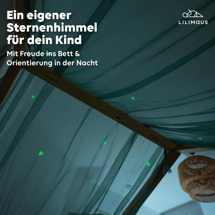 Hausbett Himmel mit leuchtenden Sternen - Betthimmel Hausbett Deko - Geschenk Mädchen & Jungen - Him