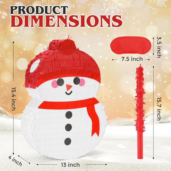 Schneemann-Pinatas-Set mit Augenbinde und Fledermaus (39,1 x 33 x 10,2 cm), perfekt für Kindergeburt