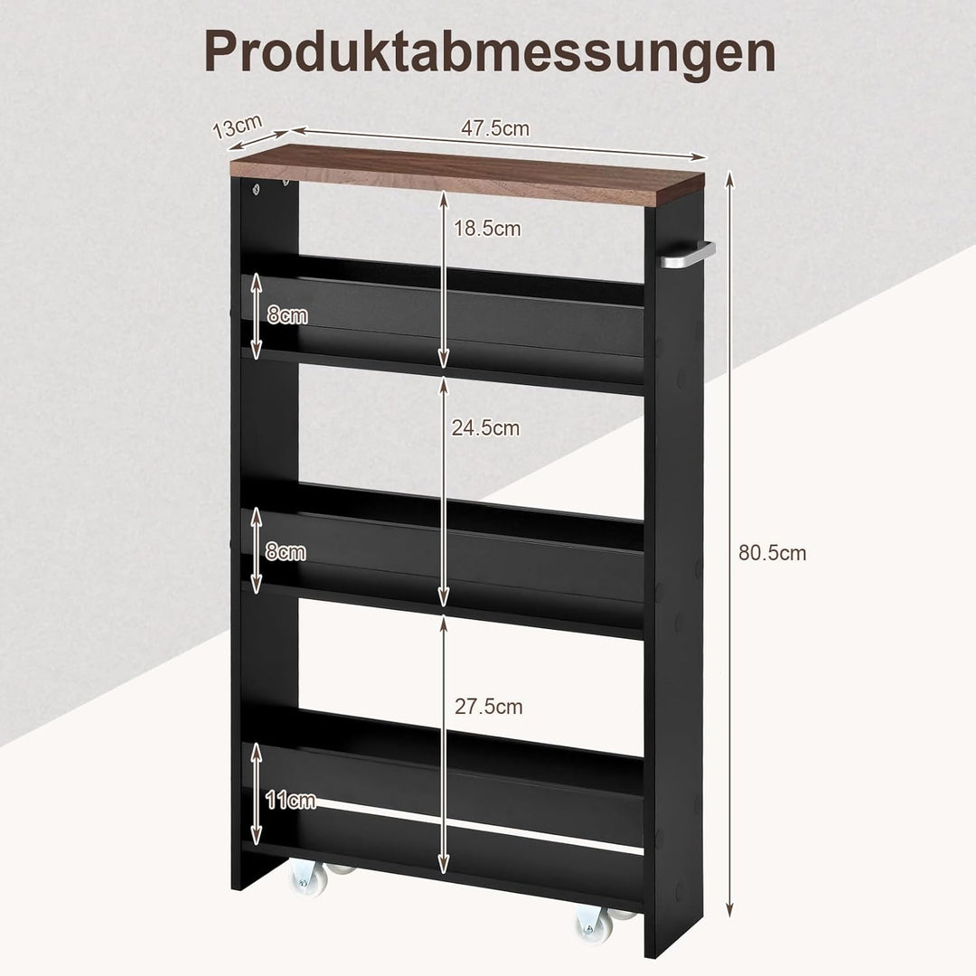 GIANTEX Nischenregal 13cm breit, Küchenregal Küchenschrank Küchenwagen schmal, Nischenschrank Nische