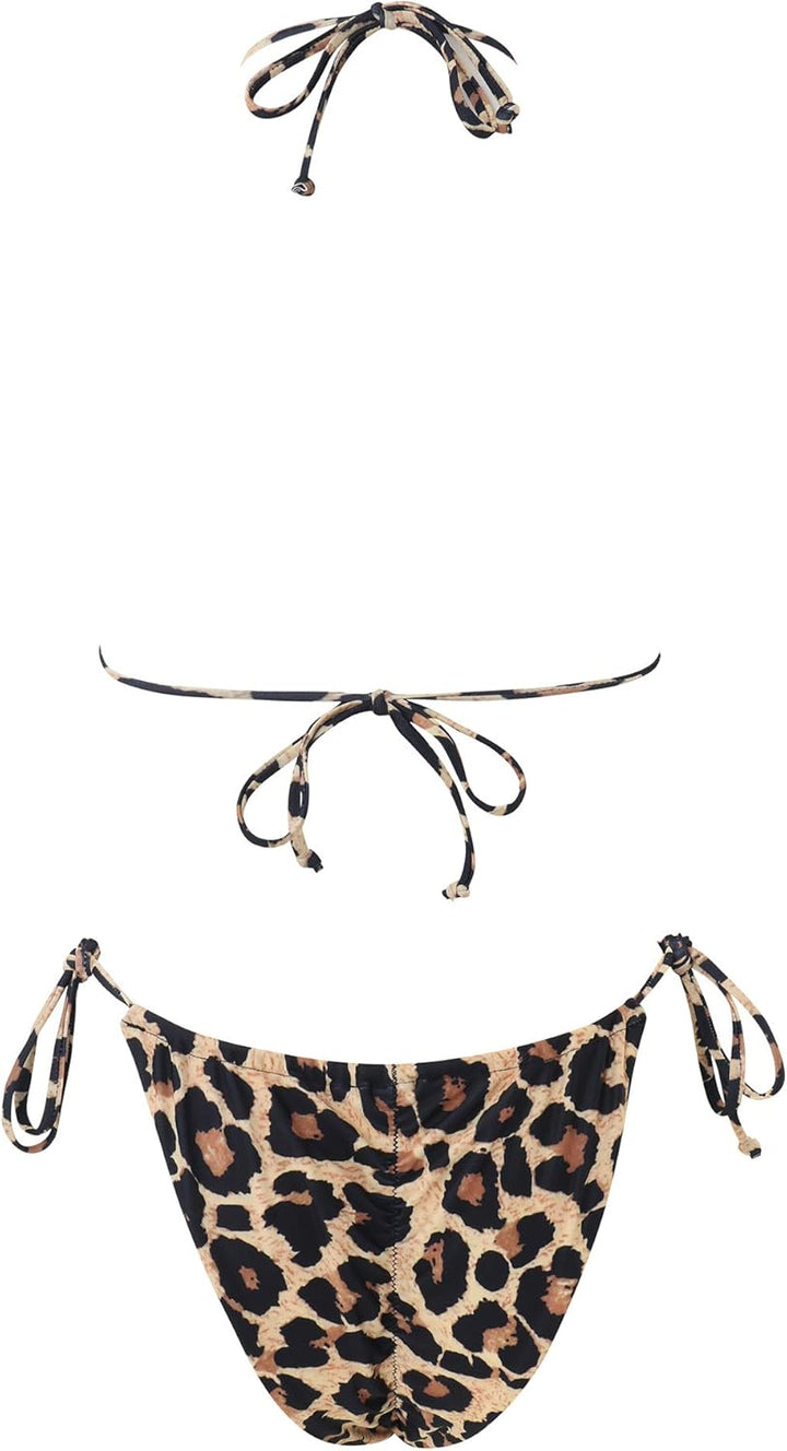 RXRXCOCO Sexy Brazilian Bikini Damen Set Triangel String Oberteil Bikini Tanga Bademode S Leopard, S