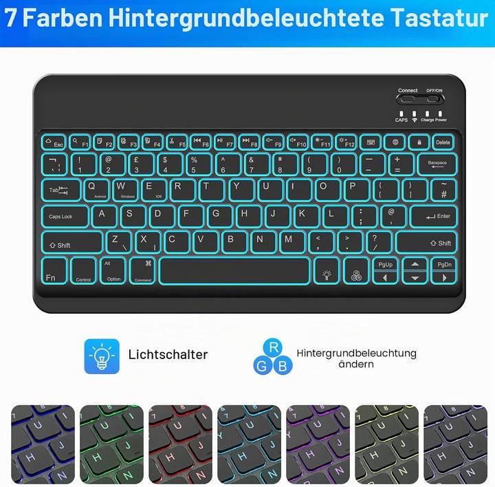 SOPPY Samsung Galaxy Tab S9 FE+/S9+/S8+/S7+/S7 FE 12,4 Zoll Tastaturhülle mit Hintergrundbeleuchtung