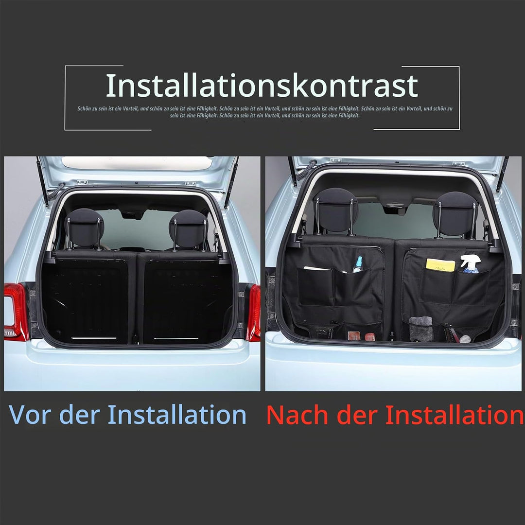 PIUGILH Kofferraum Organizer Geeignet für Fiat 500 2016-2024,Rücksitz Hänge Kofferraumtasche Aufbewa