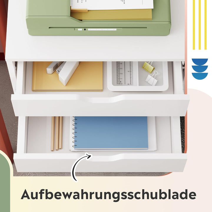 DEVAISE Rollcontainer mit 5 Schubladen, Mobiler Aktenschrank mit Rollen, Schreibtisch Unterschrank f