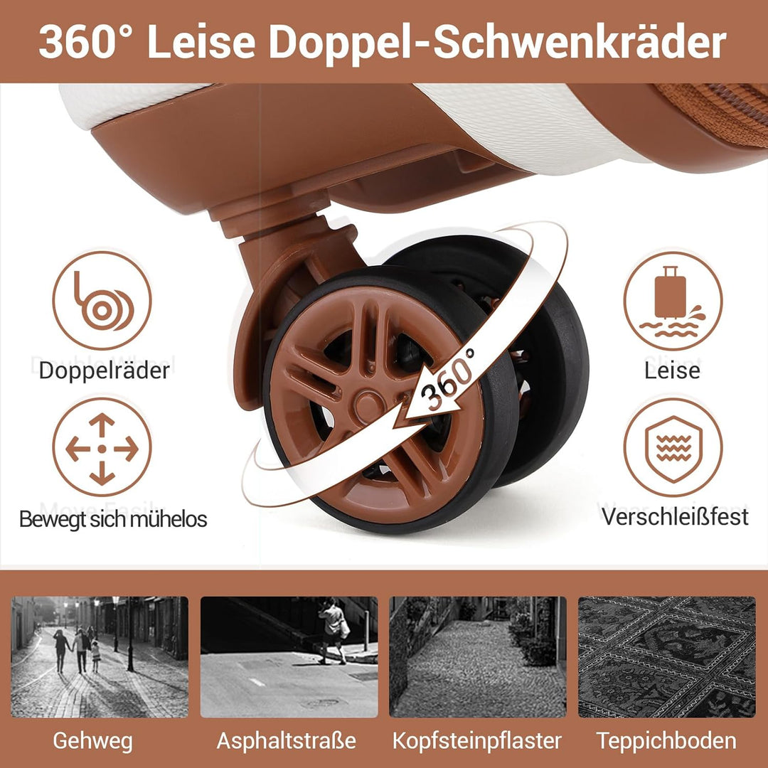 KONO Koffer Trolley Reisekoffer M (55cm) Cremeweiss, M (55cm) Cremeweiß