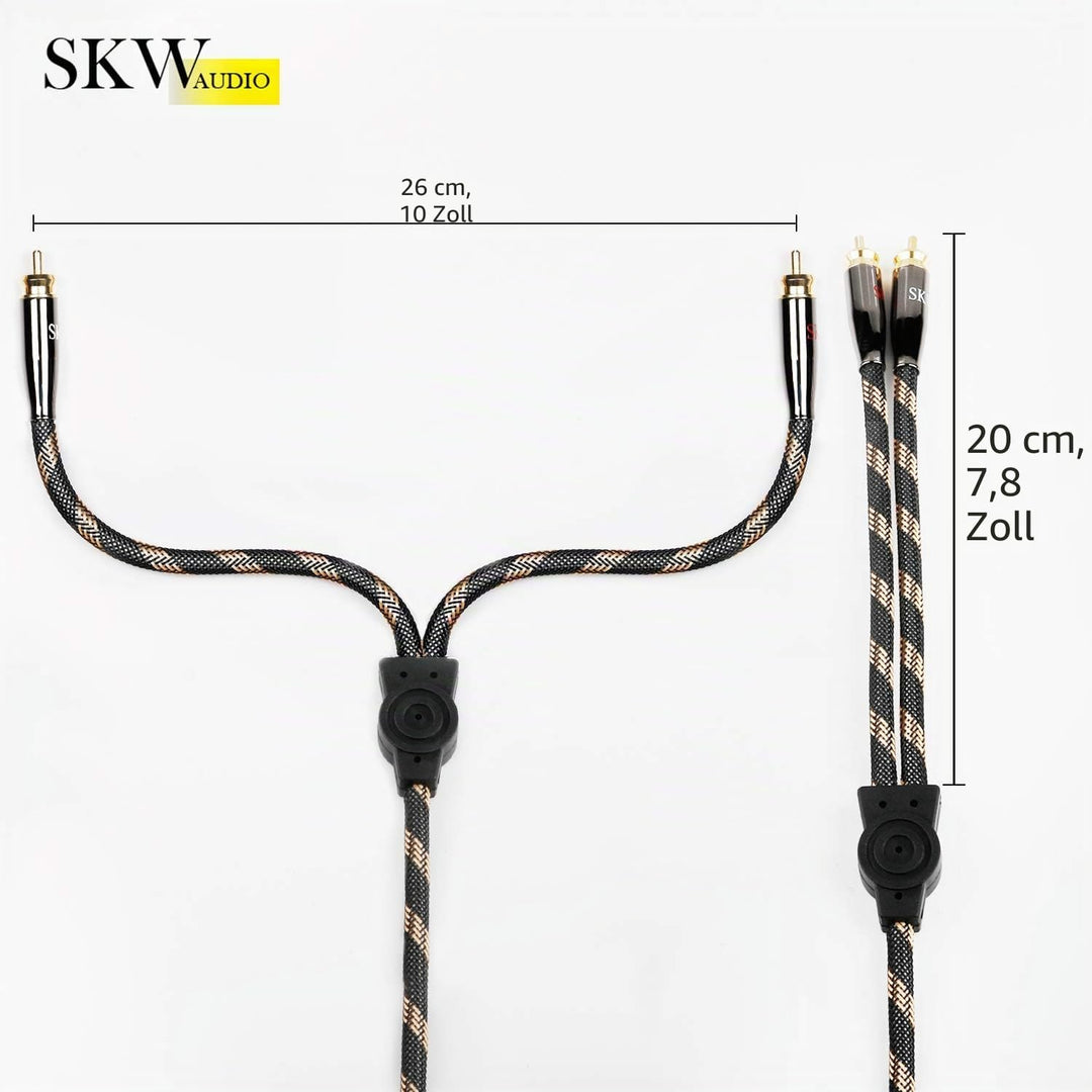 SKW Audiophiles Audio Kabel 3.5mm Klinke auf 2 Cinch Y Splitter Stereo Audio Kabel (3M, Schwarz)