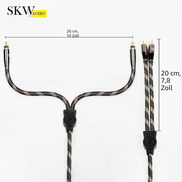 SKW Audiophiles Audio Kabel 3.5mm Klinke auf 2 Cinch Y Splitter Stereo Audio Kabel (3M, Schwarz)
