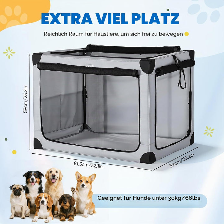 Faltbare Hundetransportbox Faltbar Zusammenklappbar | Wasserdicht Hundebox Auto mit Tür | Tragbarer