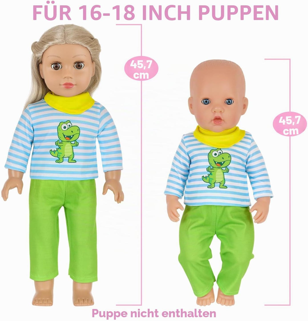 7 Teile Kleidung und Zubehör für Puppen 35-45 cm und 14-18 Zoll Farbige Puppenkleidung Enthält Obert