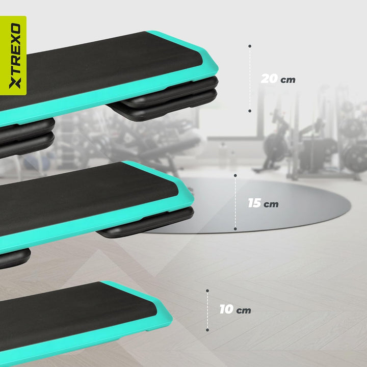 TREXO Stepper Für Zuhause - Aerobic Step mit 3-Stufiger Höhenverstellung, Fitness & Sport - Training
