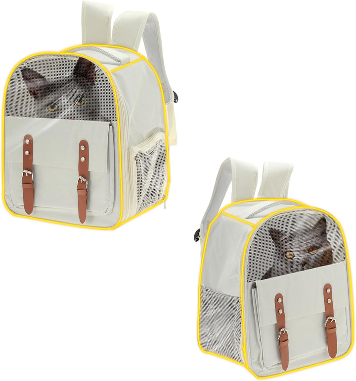 Haustierträger Rucksack Beige 1Stk Für Katzen Kleine Hunde | Oxford-Stoff, Netzstoff, 32X25X39Cm, Ma