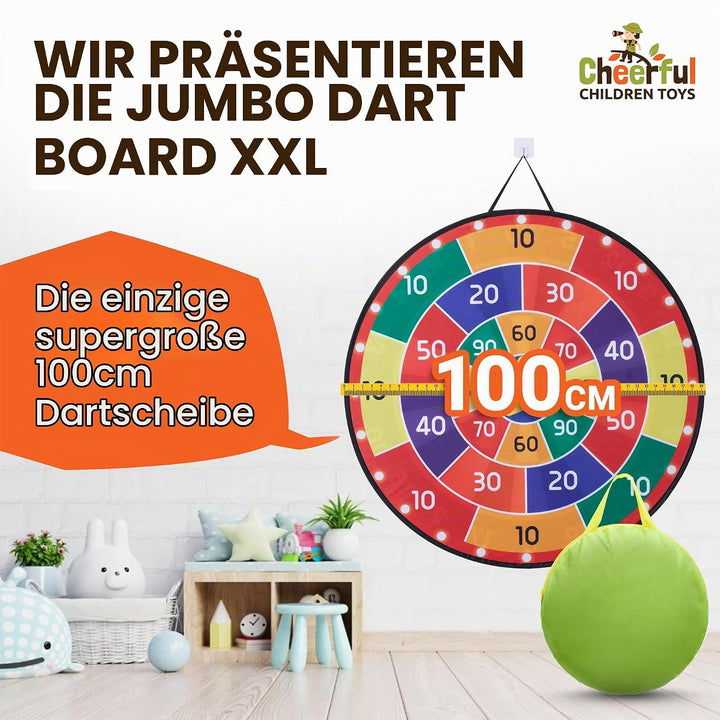 Cheerful Children Toys Jumbo Kids Dartscheibe XL oder XXL, grosse Klett-Dartscheibe mit wendbaren De