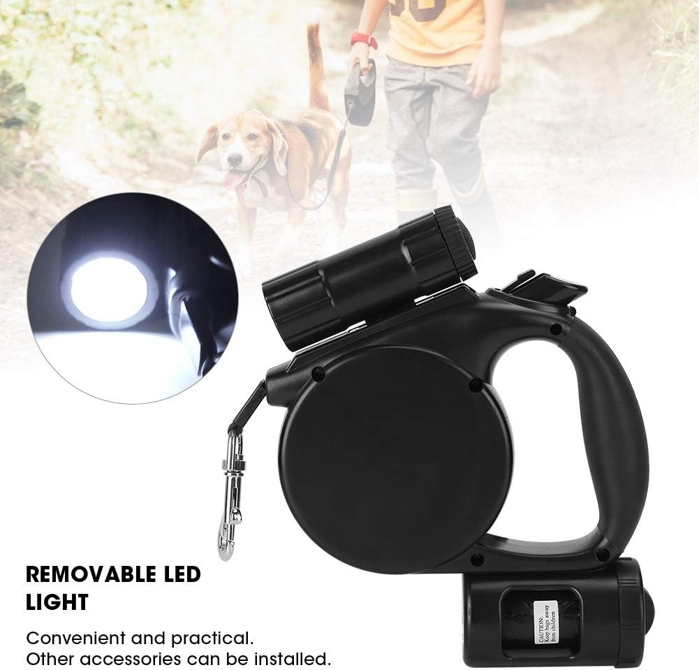 Ausziehbare Hundeleine mit LED-Taschenlampe, 4,5 M, Leichte Hundeleine, Ausziehbar mit Kausicherem S