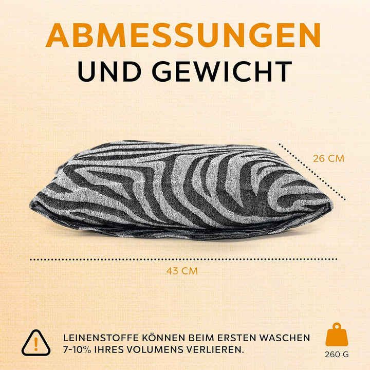 Zebra Saunakissen hitzebeständig waschbar - Sauna Kissen Kopfstütze aus Leinen Baumwolle - Komfort N