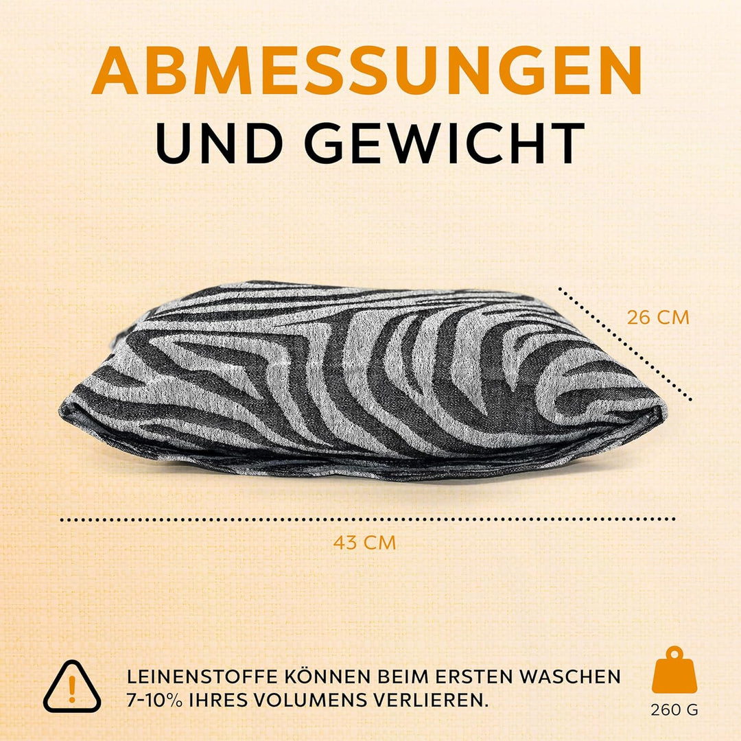 Zebra Saunakissen hitzebeständig waschbar - Sauna Kissen Kopfstütze aus Leinen Baumwolle - Komfort N