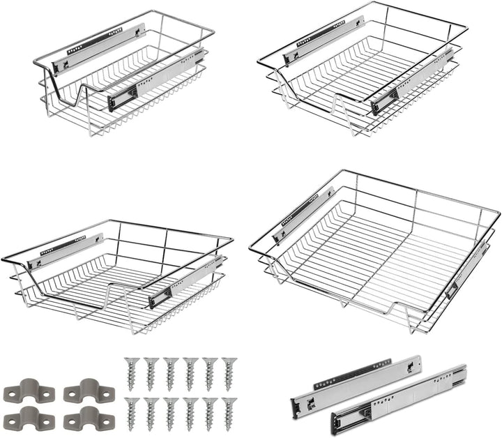 Vigevee 4x 30cm Teleskopschublade Küchenschublade, Teleskop Küchen Regal Schublade Hohe Qualität, Au