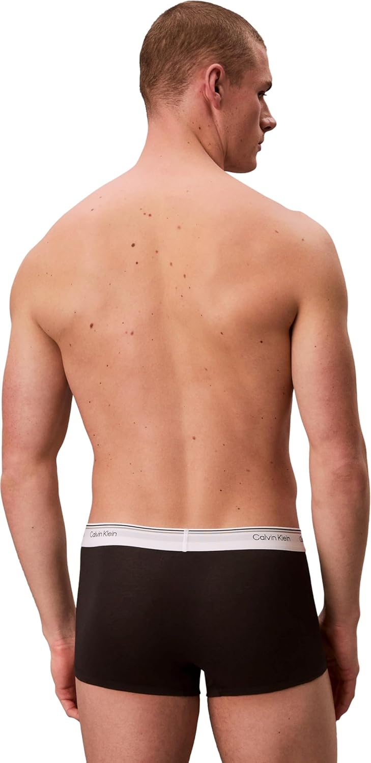 Calvin Klein Herren 3er Pack Boxershorts Low Rise Trunks Baumwolle mit Stretch M Black (Black/Wrappe