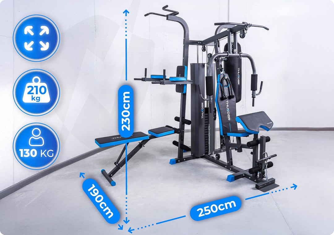 THUNDER Multifunktionale Kraftstation Home Gym Fitnessstation mit Kabelzug &amp; Muskelaufbau Training H