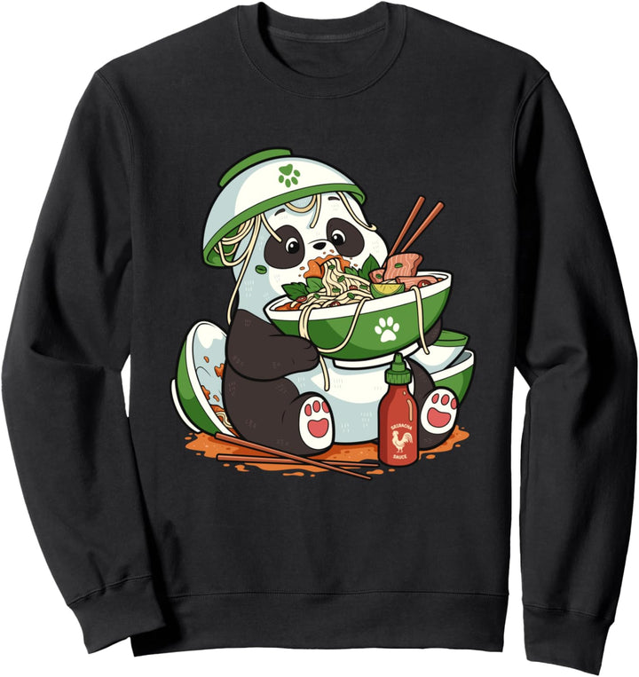 Lustige vietnamesische Pho Nudelsuppe Panda Bär isst Pho Sweatshirt