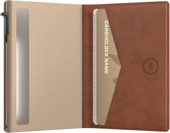 ProWallet Slim Kartenhalter - 8 Karten + Geldscheine - RFID Kreditkartenetui Slim Braun, Slim Braun