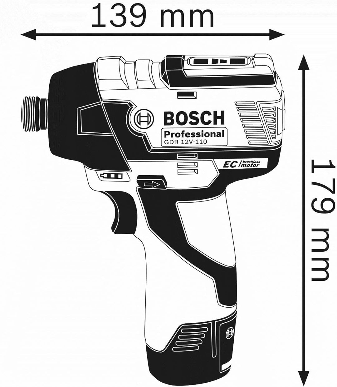 Bosch Professional 12V System Akku Drehschlagschrauber GDR 12V-110 (ohne Akkus und Ladegerät, im Kar