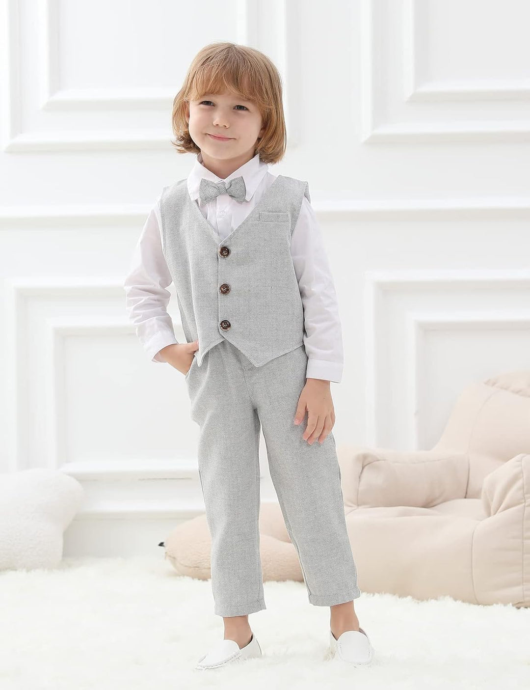 mintgreen Baby Junge Kleidung Formell Anzug Set Hellgrau 4-5 Jahre, Hellgrau 4-5 Jahre