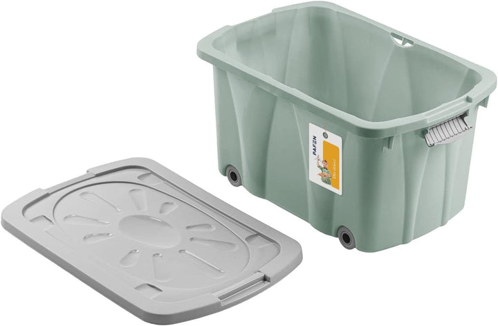 PAFEN Piraten Spielzeugkiste 49l mit Rollen - Schatzkiste 58 x 29,5 x 37,5cm - Spielzeugbehälter Auf