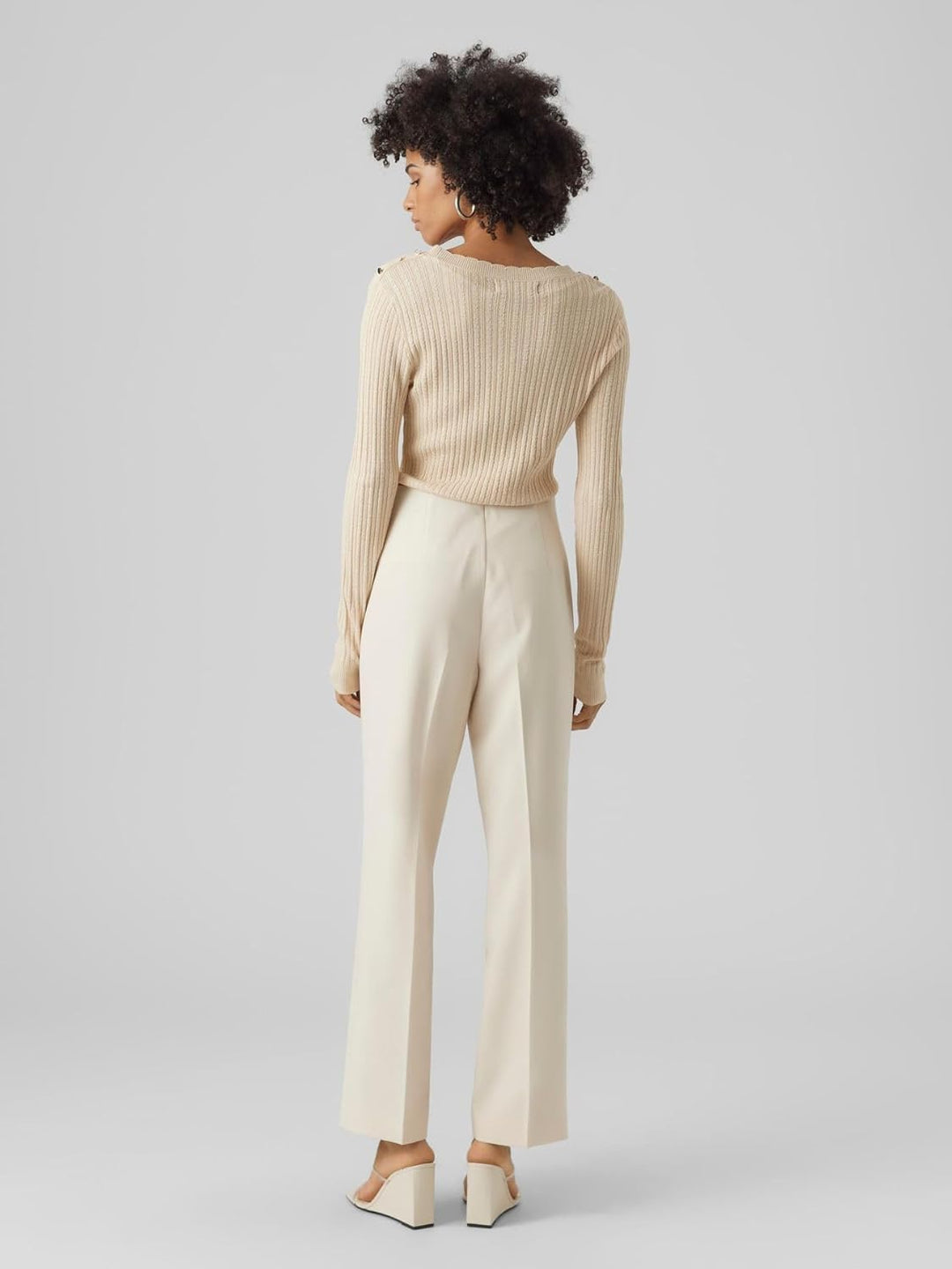 VERO MODA Damen Vmglory Ls O-Neck Button Ga Boo Pullover S Birch/Detail:w. Gold Buttons, S Birch/Det